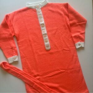 Mod Hand-knit Coral & Ivory Tunic dress size 8/10
